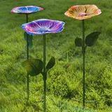 Bienentränke Blume Metall Gartenstecker Vogeltränke Winterfest Insektentränke Gartenstatuen Figuren Deko Bienenbäder Schmetterlingstränke Vogelfutterstation Outdoor Wasser Futterspender (D)