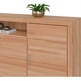 OTTO home Sideboard OTTO HOME "Logo,200cm breit,42 cm tief,Fronten Massivholz,11 Fächer", beige (kernbuche teilmassiv), B:200cm H:80cm T:42cm, Holz teilmassiv, Sideboards, Sideboard, Kernbuche massiv, Holzwerkstoff, 4Türen,11 Fächer,Böden versetzbar