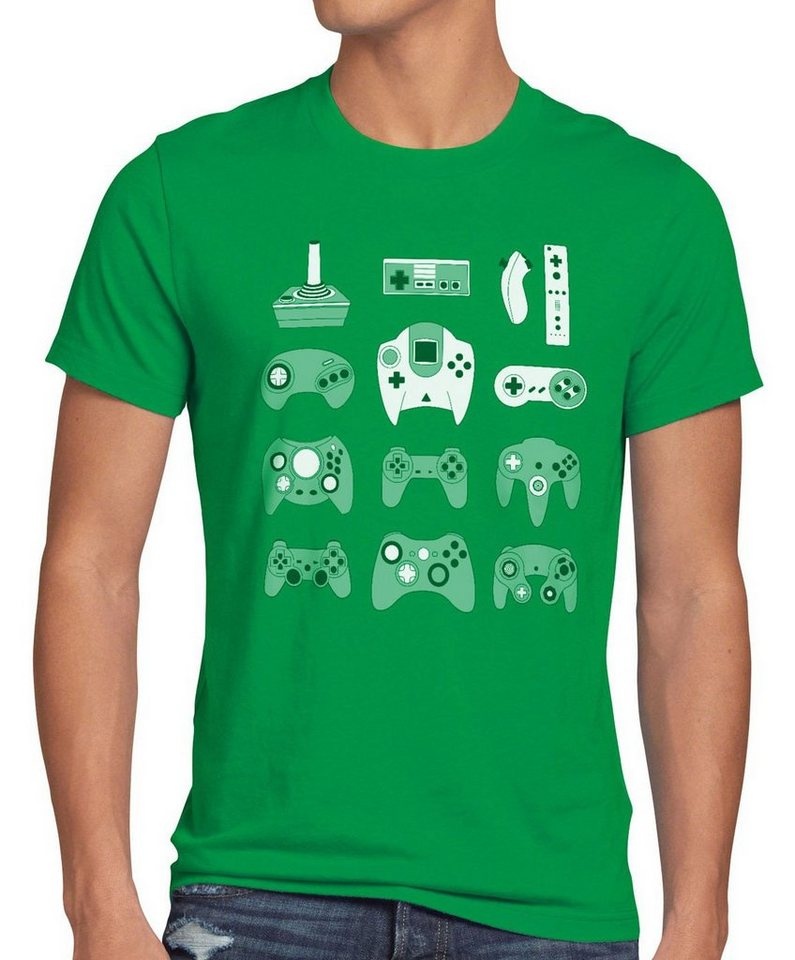 style3 Print-Shirt Herren T-Shirt Gamer super nintendo kart nes snes zelda mario sega sonic wii switch ps4 grün L