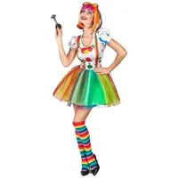 JADEO Kostüm Kostüm Clown für Damen in Regenbogenfarben bunt grün S