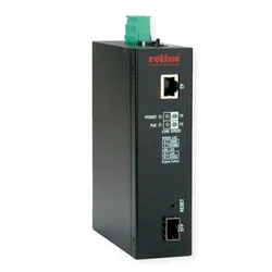 ROLINE Industrie Konverter Gigabit Ethernet - Dual Speed 100/1000 Fiber, mit PoE Funktion