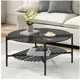 FineBuy Couchtisch Rund Schwarz Glas Metall 80 x 80 x 40 cm