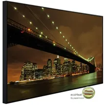 Papermoon Infrarotheizung Brooklyn Bridge bei Nacht 800 W bunt