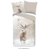 Good Morning Wendebettwäsche »Snowydeer«, Flanell, Biber, Baumwolle, Winter, Warm, Wendeoptik, Reh, Hirsch, Sand, 68105044-0 Sand 1 St.,