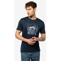 SUPER.NATURAL T-Shirt für Herren, Merino BETTER A FISH THAN ME Angel Motiv blau XL