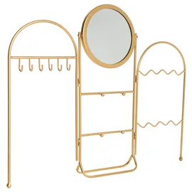 Beliani Schmuckständer mit Spiegel Metall-Schminkspiegel Glam-Stil Gold
