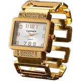 CANSNOW Spangenuhr Damen – Elegant Damenuhr Gold | Damen Uhren | Damen Armbanduhr | Damenuhr | Goldene Uhr Damen | Uhr Damen Gold | Damenuhr Gold | Damen Uhr Gold | Uhr Gold Damen (Gold-Weiss)