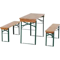 Natura Festzeltgarnitur 110 cm ohne Rückenlehne 3-teilig, Tisch 50 cm Breite - Grün