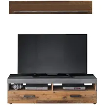 trendteam smart living - Indy - Wohnwand - Grau/Eiche - TV-Unterteil mit Wandboard - (BxHxT) 139 x 41 x 40 cm - Wohnzimmermöbel für Fernseher bis 65"