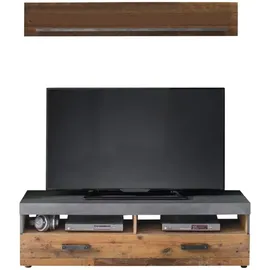 trendteam smart living - Indy - Wohnwand - Grau/Eiche - TV-Unterteil mit Wandboard - (BxHxT) 139 x 41 x 40 cm - Wohnzimmermöbel für Fernseher bis 65"