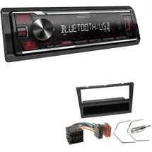 EHO Kenwood KMM-BT209 1-DIN Autoradio Media Receiver Bluetooth USB AUX mit Einbauset passend für Opel Corsa C 2000-2004 Charcoal