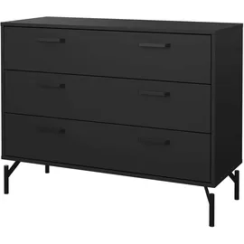 Home Affaire Kommode HOME AFFAIRE "Dana, Aufbewahrung, Schubladenschrank, Stauraum", schwarz (matt schwarz), B:98,7cm H:76,6cm T:39,8cm, Holzwerkstoff, Sideboards, Kommode, Sideboard mit 3 Schubladen, Metallbeine, Breite 99 cm