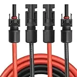 NAUC Solar Verlängerungskabel für Solarpanel - Solarstecker Solarkabel für Solarmodule - Photovoltaik-Stecker - Kabel 4 mm2 / 6 mm2 - TÜV, Kabelquerschnitt:4mm2, Länge:2X 10m incl. Stecker