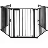 Skecten - Kaminschutzgitter Absperrgitter Metall - 5 Stück Türschutzgitter Sicherheitszaun Kinder Faltbar Kinder Sicherheitsbarriere 310x2.5x75cm,schwarz
