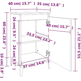 vidaXL Nachttisch Grau Sonoma 40x35x70 cm Holzwerkstoff