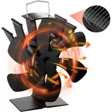 Kamin- Und Ofenzubehör, Ofenventilator Mit Thermometeraufkleber, Kaminventilator, Schwarzer Samt, Mit 6 Flügeln, Kaminabdeckungen, Ventilator Für Kamin, Holzofen, Pelletofen, Ohne Stromanschluss Mit W