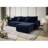 Fun Möbel Ecksofa Schlafsofa OSAKA Stoff Monolith Dunkelblau Ottomane Rechts - Blau