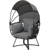 Garden Pleasure Delos Relaxsessel 75 x 95 x 149 cm Schwarz