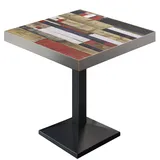GGM Möbel BPA | Bistro Tisch | Quadratisch | Edelstahl Rand | 80 x 80 x 81 cm | Vintage Bunt / Schwarz