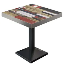GGM Möbel BPA | Bistro Tisch | Quadratisch | Edelstahl Rand | 80 x 80 x 81 cm | Vintage Bunt / Schwarz