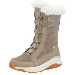 Winterboots RIEKER EVOLUTION, Damen, Gr. 40, beige (fango kombiniert), Leder, Textil, sportlich, Schuhe, Schneeboots, Winterboots mit Lammwollfutter, Fiber Grip Laufsohle