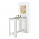Stella Trading Mid.you Bartisch in Beton Optik / Weiß - Moderner Hochtisch für Küche & Esszimmer, - 115 x 103 x 50 cm (B/H/T)