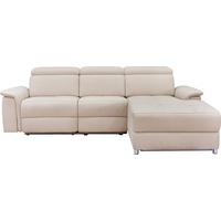 Places of Style Ecksofa »Pareli 259cm mit Recamiere in Echtleder, Kunstleder, Webstoff, mit«, beige