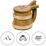 HOFMEISTER® Bierkrug aus Holz - 18 cm - personalisiert mit Lieblingsmotiv und Name - tolles Geschenk