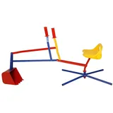 DEUBA Spielwerk® Sitzbagger 360° Radius Schwenk- und Greiffunktion bis 50kg Sandkasten Aufsitzbagger Schaufel Kinder Spielzeug ab 3 Jahren Metall