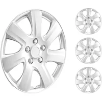 Vevor Radkappen Radnabenkappen Felgenabdeckung 4 Stk. für 16 Zoll Durchmesser, Radkappe (440 x 53 mm) mit Druckknopf & Ventildüsenloch, ABS- und PC-Radkappe mit hoher Steifigkeit wetterfest Silber