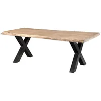 MASSIVMOEBEL24.DE Baumtisch Mango 180x90x77 beige lackiert / X-Beine anthrazit