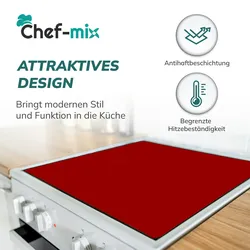 Chef-Mix Herdabdeckplatte Matte Rot Wasserdicht 620x535 Schutz für Elektroherd