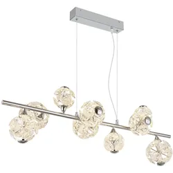 Hängeleuchte Kristallleuchte Pendellampe LED Kugeln chrom klar Wohnzimmer Metall