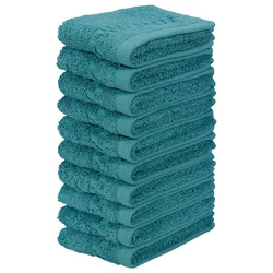 Waschlappen MY HOME "Regona, Seiftücher (30x30cm), flauschig und weich, 500 gr/m2", blau (petrol), 10 tlg., Frottier, Waschlappen, Premium Handtücher mit Bordüre, Handtuch-Set, 100% Baumwolle