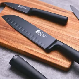 BERGNER | Edelstahl-Santokumesser 17,5 cm) Black Blade BG)