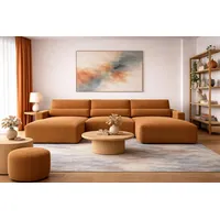 MOEBLO Wohnlandschaft DENVER U, Eckcouch aus Cordstoff Ecksofa U-Form Cord Sofa Couch Polsterecke U-Sofa - 410x85x200cm, mit Bettkasten und Schlaffunktion gelb