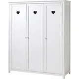 Kleiderschrank >AMORI< in Weiß aus Massiv Kiefer und MDF - 159x190,5x57 (BxHxT) - Weiß