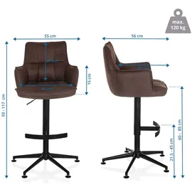 hjh living Barhocker SOLAO LIFE HIGH Stoff, Braun