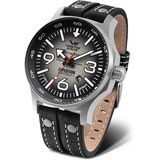 Vostok Europe YN55 Expedition Nordpol 1 Herrenuhr mit Multinieten, Lederarmband, automatisches Datum, grau/schwarz, Riemen