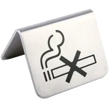 APS 572 Tischaufsteller "Rauchen verboten", Tischschild, beidseitige Aufschrift, 5,5 x 5 cm, Höhe 3,5 cm, Edelstahl mattiert