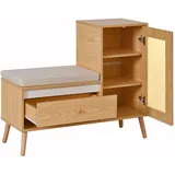 Okwish Schuhschrank 95,5 x 80,5 x 35 cm offen mit Sitzbank / beige