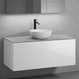 neoro n50 Unterschrank B: 120 cm mit 1 Auszug, Waschtisch Ø 40 cm weiß matt, B: 120.5 BN0064WM+BN0434WH+BN0404C3
