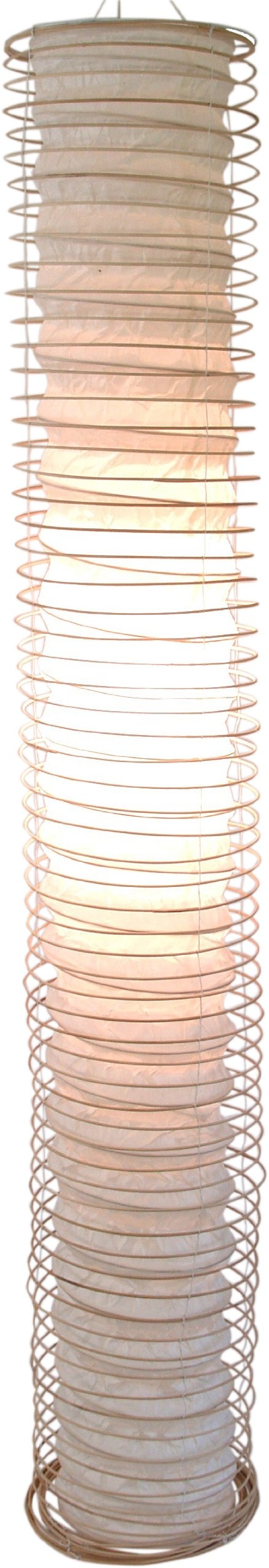 GURU SHOP Faltbarer Deckenlampe/Deckenleuchte Malai 180, Handgemacht in Bali, Baumwolle, Weiß, Papier, 180x25x25 cm, Hängeleuchten aus Natürlichen Materialien