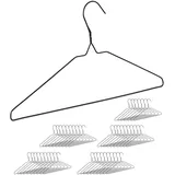 Relaxdays Drahtbügel, 48er Set, dünn, für Blusen, Shirts, mit Hosensteg, platzsparende Metall Kleiderbügel, schwarz