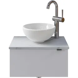Waschtisch SAPHIR "Serie 6915 Waschschale mit Unterschrank für Gästebad, Gäste WC", weiß (weiß glanz, marmor weiß, weiß glanz), B:51cm H:39,8cm T:35cm, Waschtische, 51 cm breit, 1 Tür, Waschtischplatte, kleine Bäder, ohne Armatur