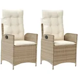 vidaXL Gartensessel mit Kissen 57,5 x 57,5 x 33 cm beige 2 St.