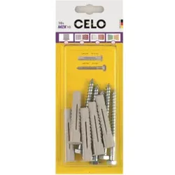 Celo Blister Mehrzweckdübel mit Kragen und Schraube MZK 8 RH