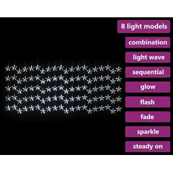 vidaXL LED-Lichtervorhang mit Sternen 500 LED Kaltweiß 8 Funktionen