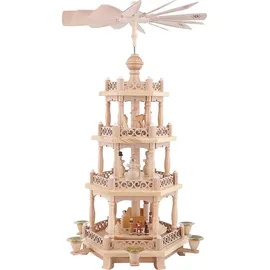 Richard Glässer GmbH Seiffen Richard Glässer Seiffen Schneemänner, 3-stöckig, Kirchdorf mit Barockzaun 57cm Erzgebirge