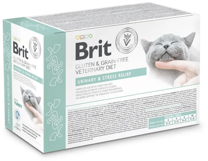 BRIT GF VET. CAT POUCH URINARY&STRES RELIEF 12x85g